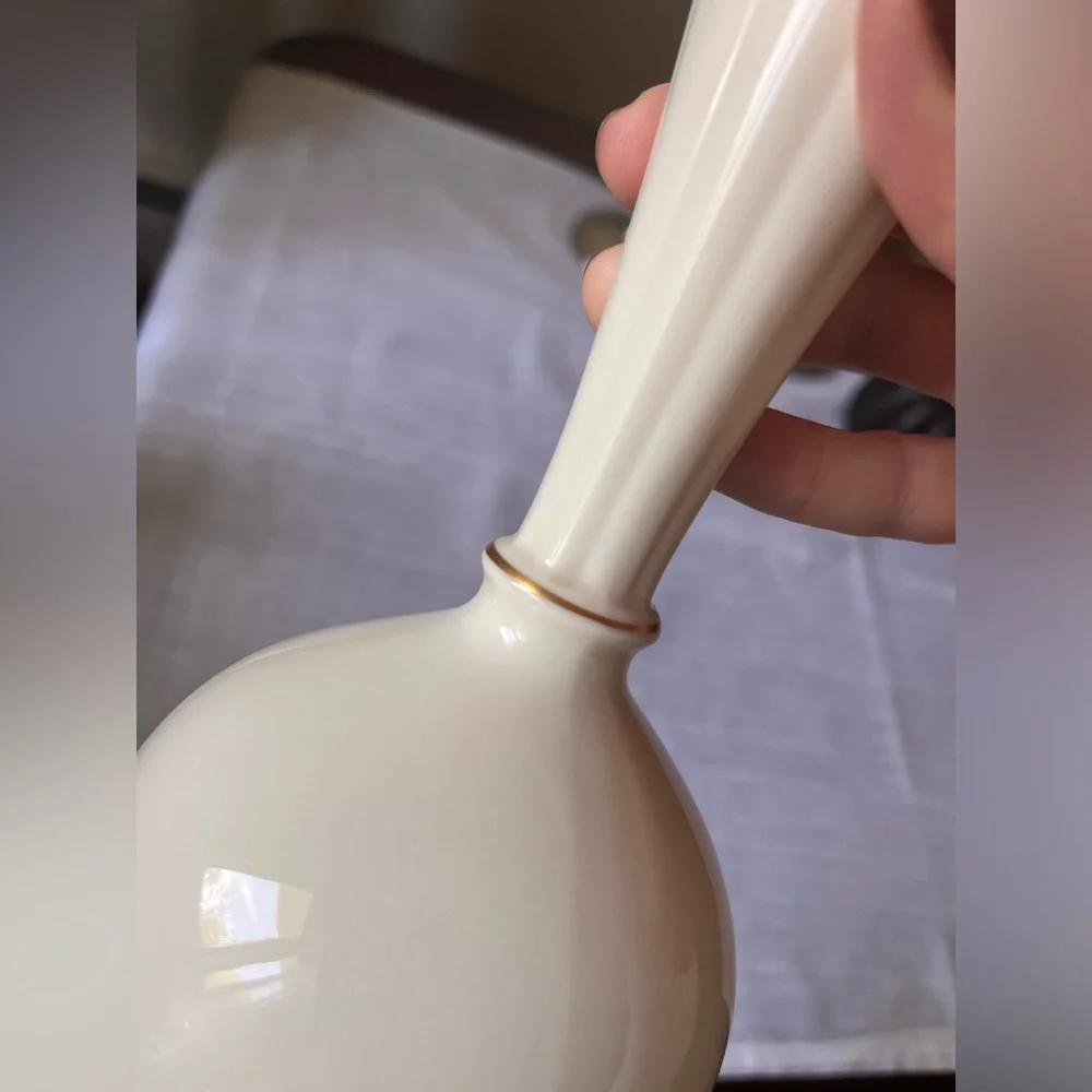 Vintage Lenox Porcelain Bud Vase Cream Beige off White w Gold Accents